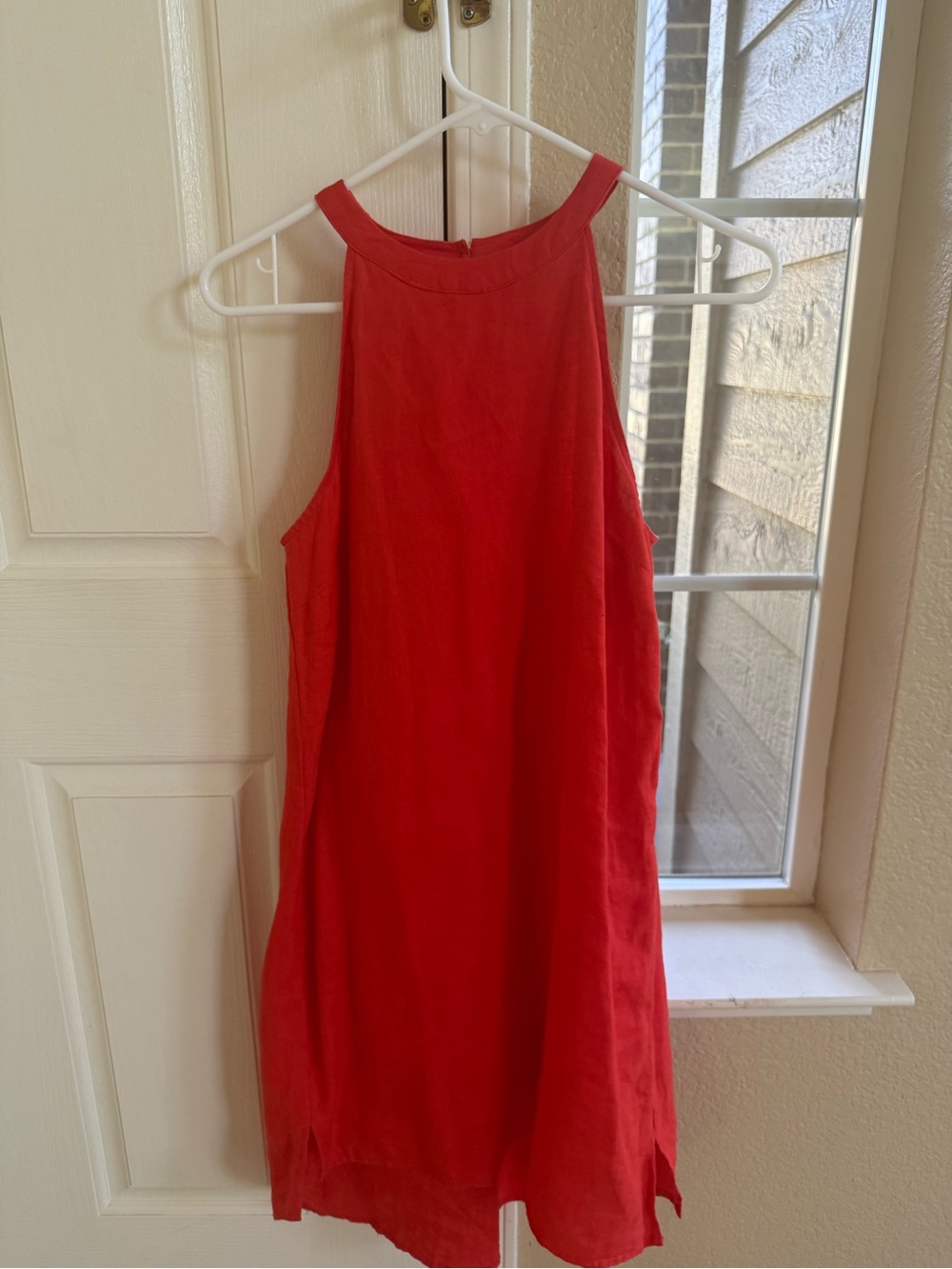 Sigrid Olsen Orange Sleeveless Mini Linen Dress Small